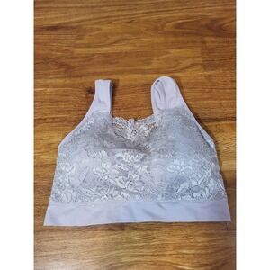 Rhonda Shear Overlay Lace Bra XL Light Gray